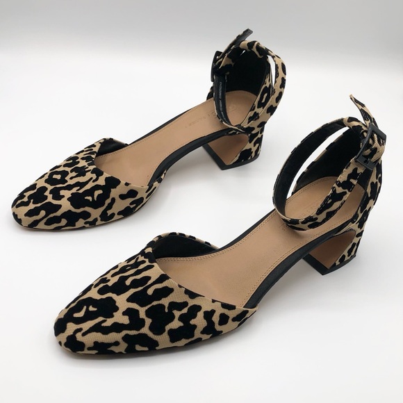 ASOS Animal Print Tan Black Ankle Strap Velvet Heels - Size 7 - Picture 1 of 9
